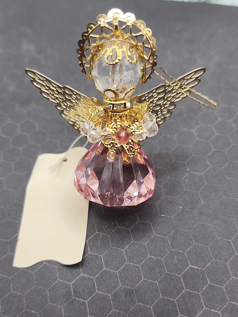 Gold and Pink Crystal Ornament/ October Birthstone